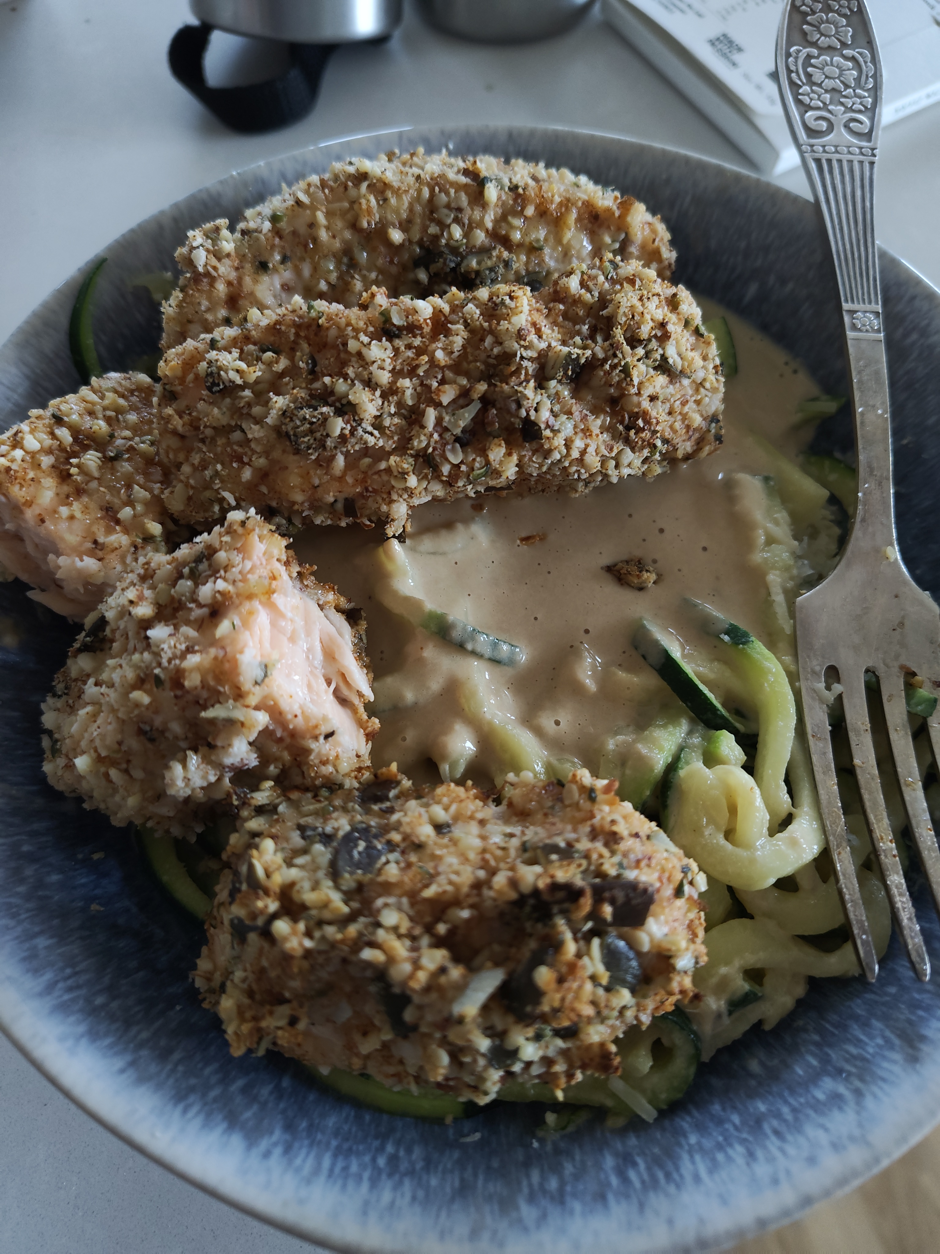 Nut-crusted salmon
